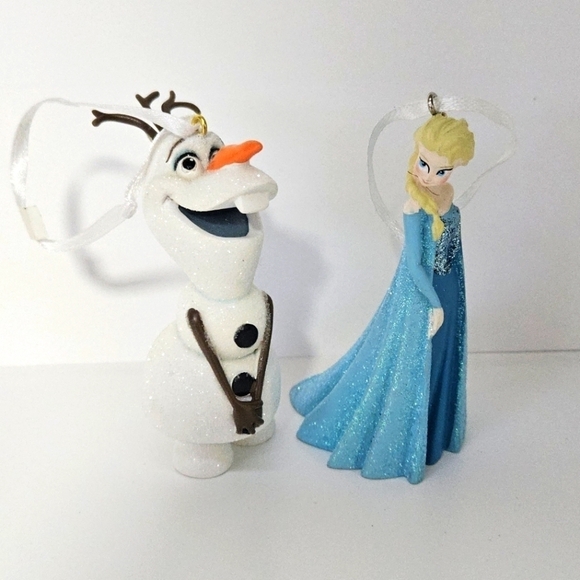 Disney Frozen Princess Elsa and Olaf Glitter Ornament Figurine Set - Picture 1 of 5